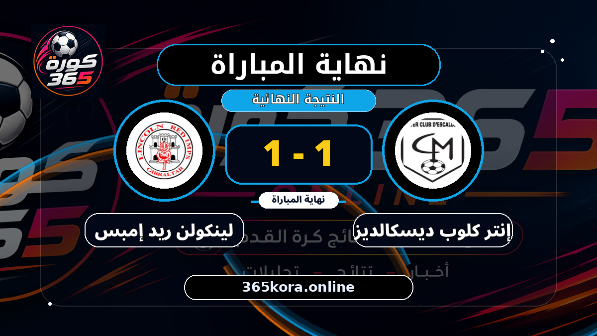 نهاية المباراة.. إنتر كلوب ديسكالديز 1 - 1 لينكولن ريد إمبس
