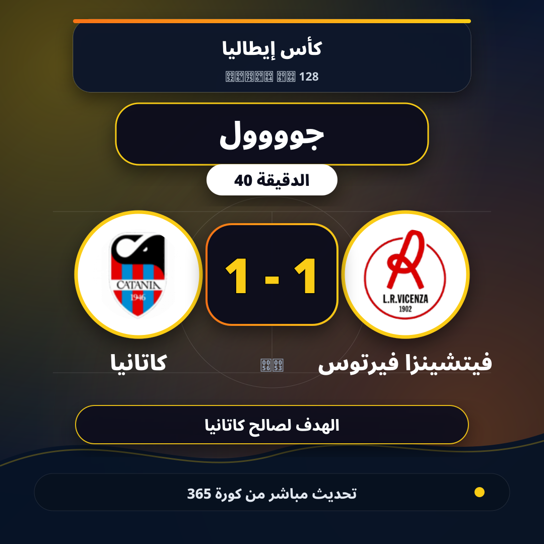 جوووول لـ فيتشينزا فيرتوس في الدقيقة 40.. 1 - 1