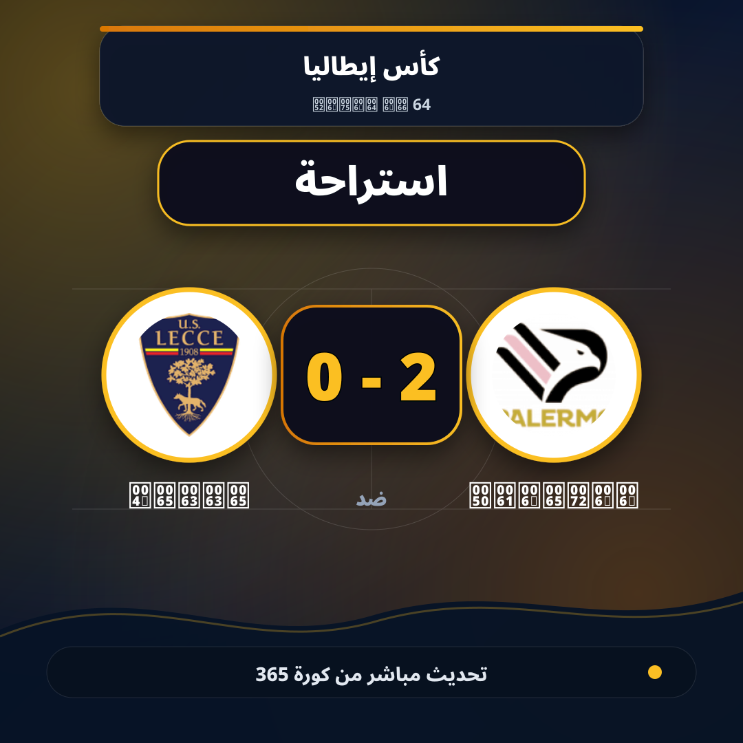 استراحة.. Palermo 2 - 0 Lecce