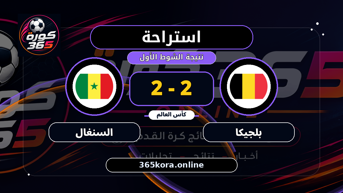 استراحة.. بلجيكا 2 - 2 السنغال