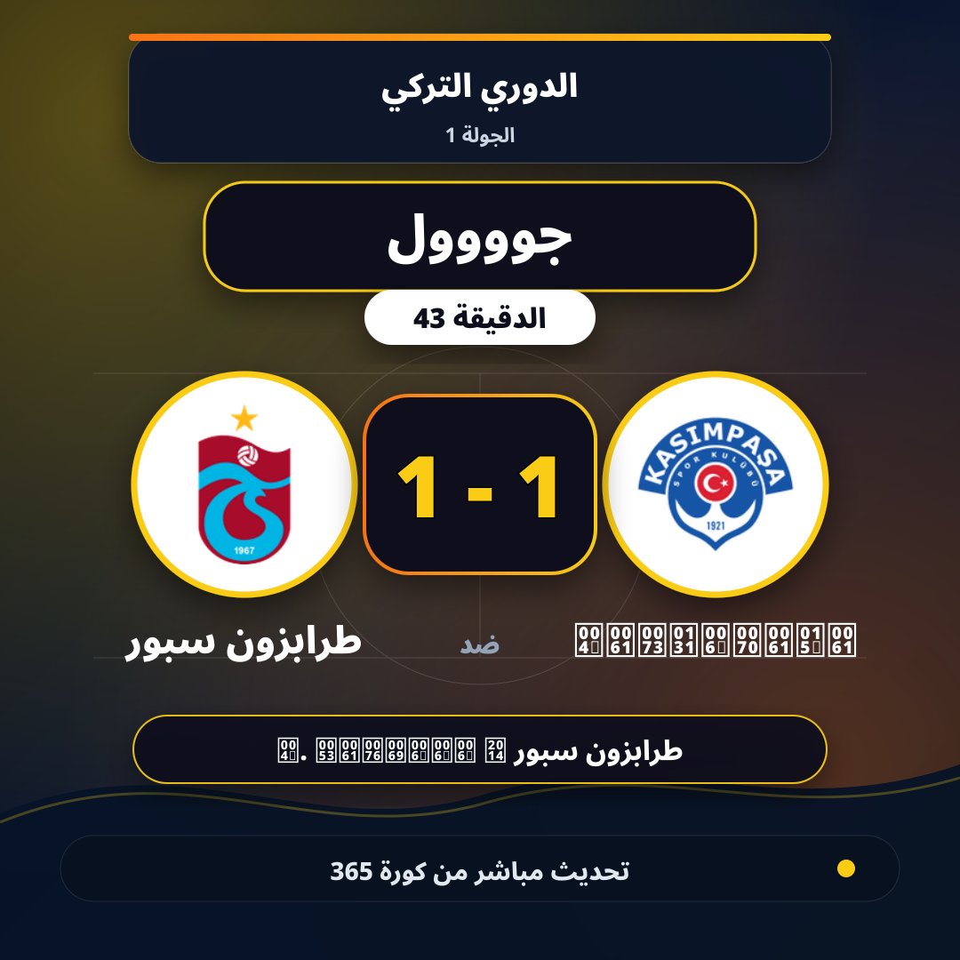 جوووول لـ Kasımpaşa في الدقيقة 43.. 1 - 1