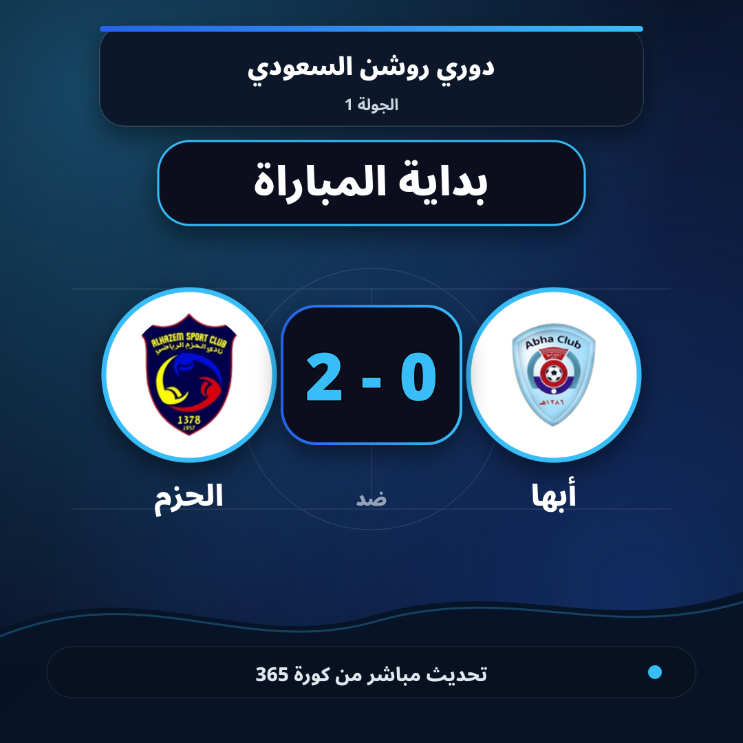 بداية مباراة أبها و الحزم