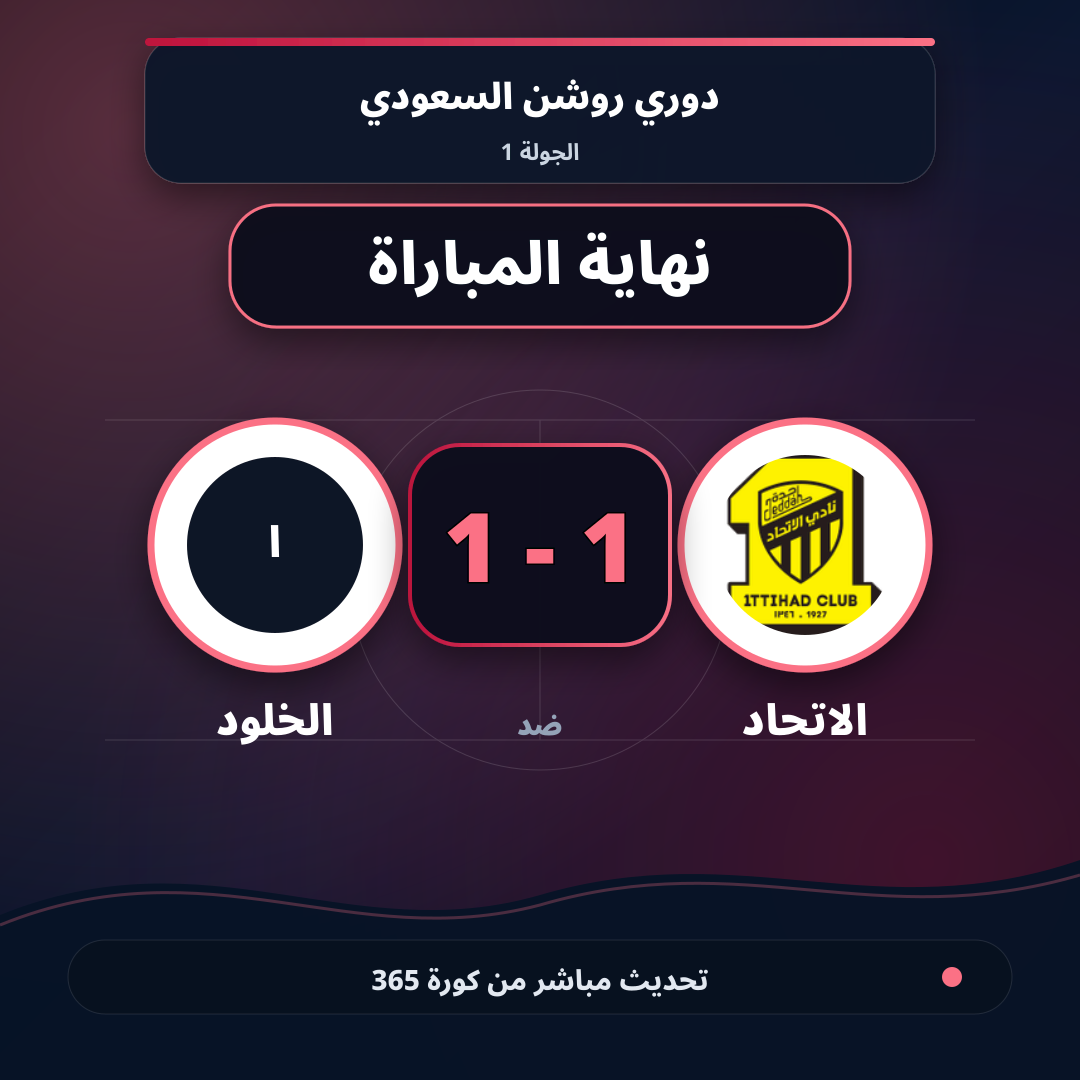 نهاية المباراة.. الاتحاد 1 - 1 الخلود