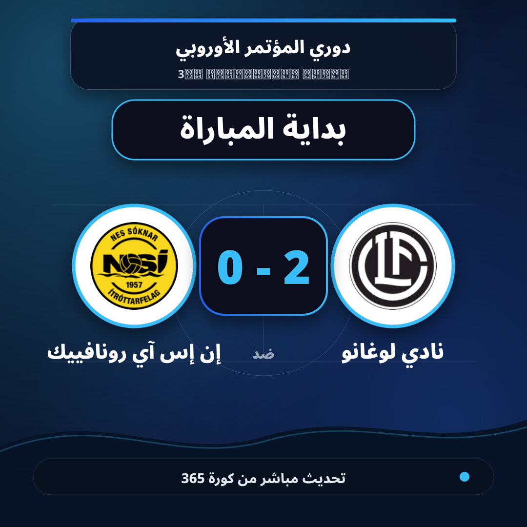 بداية مباراة نادي لوغانو و إن إس آي رونافييك