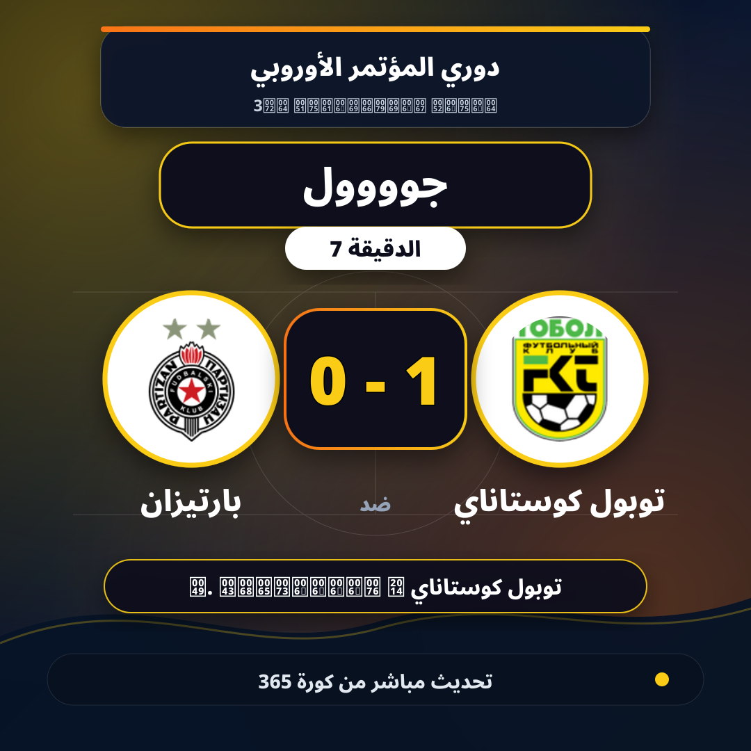 جوووول لـ توبول كوستاناي في الدقيقة 7.. 1 - 0